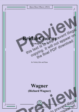 page one of Wagner-Bridal Chorus,for Violin,Cello and Piano