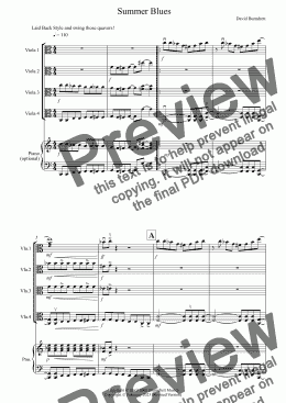 page one of Summer Blues for Viola Quartet