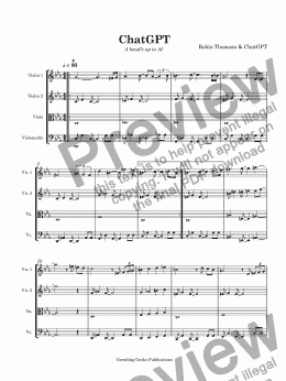 page one of ChatGPT for string quartet