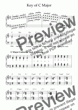 page one of C Major scale and chords