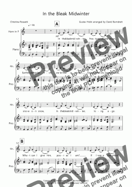 page one of In the Bleak Midwinter for French Horn and Piano