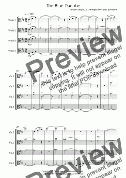 page one of The Blue Danube for Viola Quartet