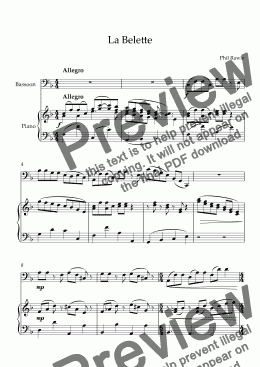 page one of La Belette - Bassoon and Piano