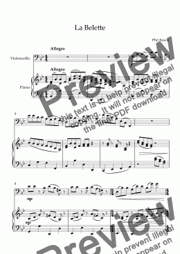 page one of La Belette - 'Cello and Piano