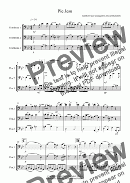 page one of Pie Jesu (from Requiem) for Trombone Trio