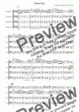 page one of Danny Boy for Cello Quartet