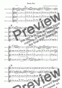 page one of Danny Boy for Saxophone Quartet