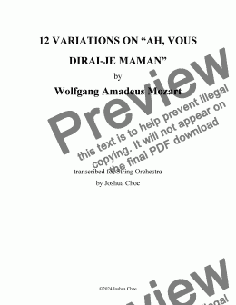 page one of 12 Variations on "Ah, vous dirai-je maman," K.265/300e