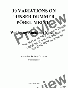 page one of 10 Variations on "Unser dummer Pöbel meint"