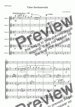 page one of  "Valse Sentimentale" Original for Flute Choir (Six C Flutes)