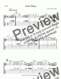 page one of Pastel Phase (standard notation with guitar tab and chord symbols)