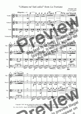 page one of Libiamo ne’ lieti calici (Drinking Song) from La Traviata (for string quartet)