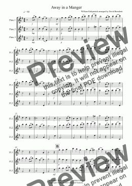 page one of Away in a Manger for Flute Trio