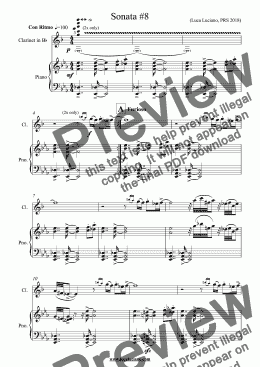 page one of Sonata #8 for clarinet and piano