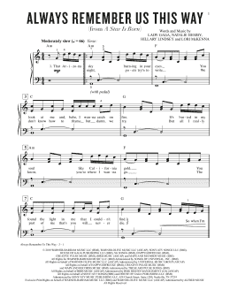 page one of Always Remember Us This Way (from A Star Is Born) (Easy Piano)