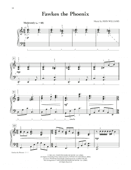 page one of Fawkes The Phoenix (from Harry Potter) (Easy Piano)