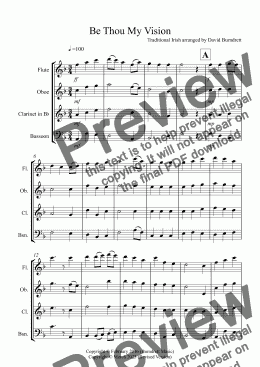 page one of Be Thou My Vision for Wind Quartet