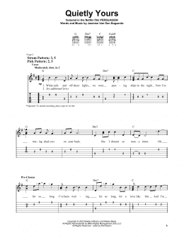 page one of Quietly Yours (from Persuasion) (Easy Guitar Tab)