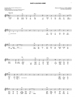 page one of She's Leaving Home (Lead Sheet / Fake Book)