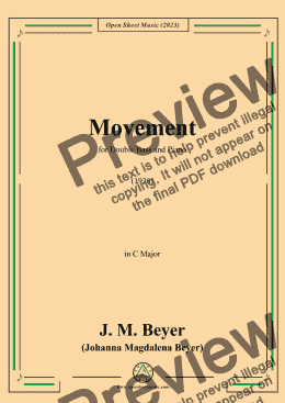 page one of J. M. Beyer-Movement for Double Bass and Piano(1936),in C Major,for Double Bass and Piano