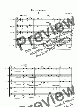 page one of Quintessence I & II - String Quintet