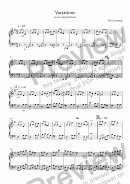 page one of Variations on an original theme - Full Score