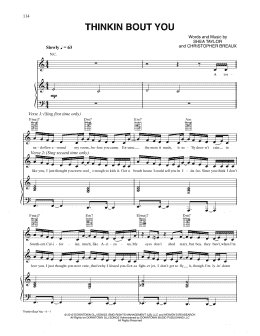 page one of Thinkin' 'Bout You (Piano, Vocal & Guitar Chords (Right-Hand Melody))