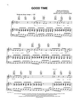 page one of Good Time (Piano, Vocal & Guitar Chords (Right-Hand Melody))