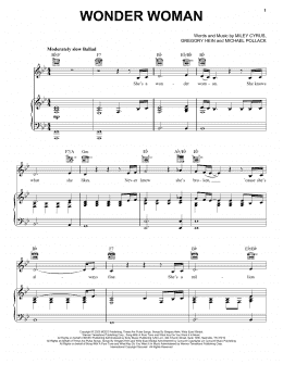 page one of Wonder Woman (Piano, Vocal & Guitar Chords (Right-Hand Melody))