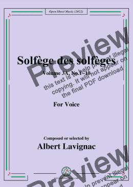 page one of Lavignac-Solfege des solfeges,Volum 3A No.1-10,for Voice