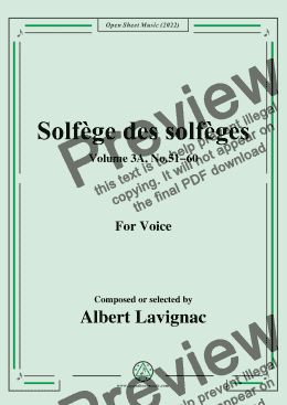 page one of Lavignac-Solfege des solfeges,Volum 3A No.51-60,for Voice