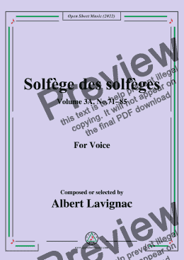 page one of Lavignac-Solfege des solfeges,Volum 3A No.71-85,for Voice