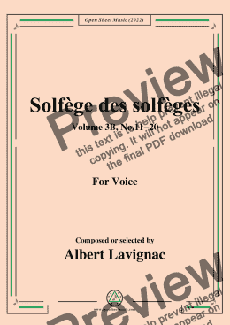 page one of Lavignac-Solfege des solfeges,Volum 3B No.11-20,for Voice