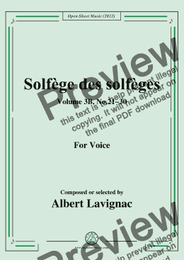 page one of Lavignac-Solfege des solfeges,Volum 3B No.21-30,for Voice