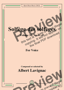 page one of Lavignac-Solfege des solfeges,Volum 3B No.41-47,for Voice