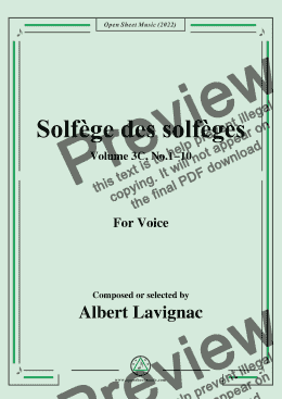 page one of Lavignac-Solfege des solfeges,Volum 3C No.1-10,for Voice