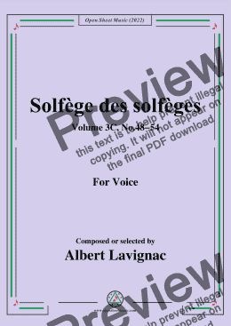 page one of Lavignac-Solfege des solfeges,Volum 3C No.48-54,for Voice