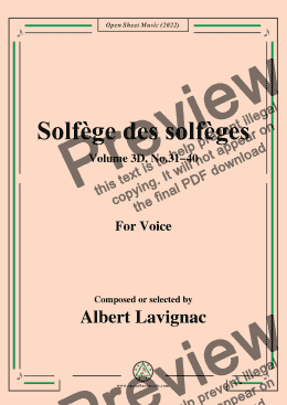 page one of Lavignac-Solfege des solfeges,Volum 3D No.31-40,for Voice