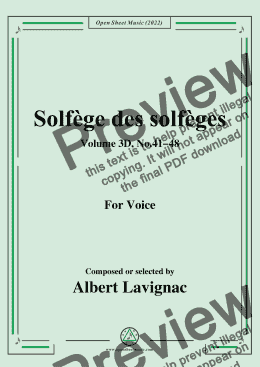 page one of Lavignac-Solfege des solfeges,Volum 3D No.41-48,for Voice