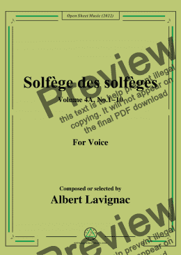 page one of Lavignac-Solfege des solfeges,Volum 4A No.1-10,for Voice