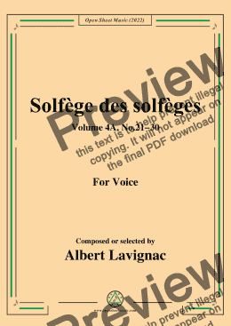 page one of Lavignac-Solfege des solfeges,Volum 4A No.21-30,for Voice