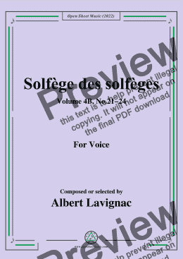 page one of Lavignac-Solfege des solfeges,Volum 4B No.21-24,for Voice