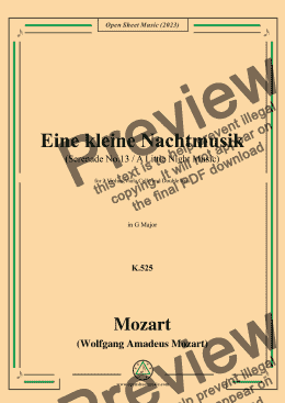 page one of Mozart-Eine kleine Nachtmusik(Serenade No.13),K.525,in G Major