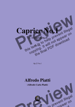 page one of Alfredo Piatti-Caprice No.1,Op.25 No.1,from '12 Caprices,Op.25',for Solo Cello