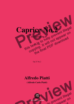 page one of Alfredo Piatti-Caprice No.2,Op.25 No.2,from '12 Caprices,Op.25',for Solo Cello