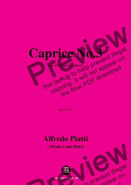 page one of Alfredo Piatti-Caprice No.3,Op.25 No.3,from '12 Caprices,Op.25',for Solo Cello