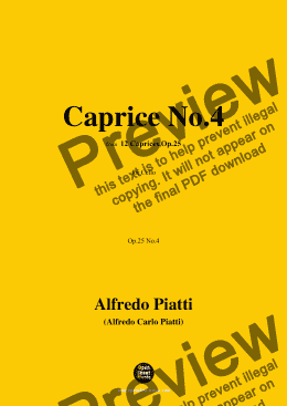 page one of Alfredo Piatti-Caprice No.4,Op.25 No.4,from '12 Caprices,Op.25',for Solo Cello