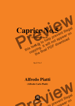 page one of Alfredo Piatti-Caprice No.5,Op.25 No.5,from '12 Caprices,Op.25',for Solo Cello