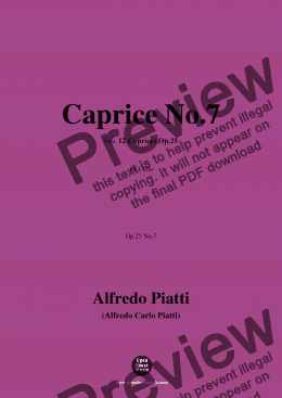 page one of Alfredo Piatti-Caprice No.7,Op.25 No.7,from '12 Caprices,Op.25',for Solo Cello