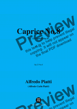 page one of Alfredo Piatti-Caprice No.8,Op.25 No.8,from '12 Caprices,Op.25',for Solo Cello